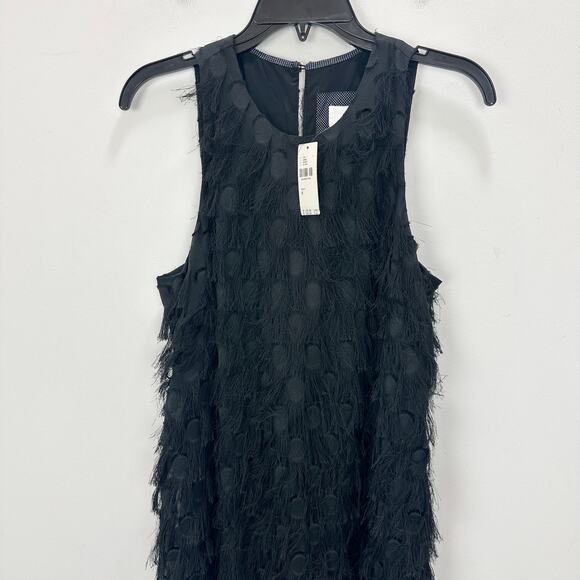 Anthropologie Roxie Textured Fringe Mini Dress Black Party Cocktail US 8 NWT - Picture 6 of 12